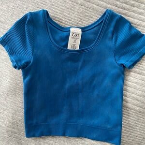 Athleta Girl Blue Ribbed Crop Top